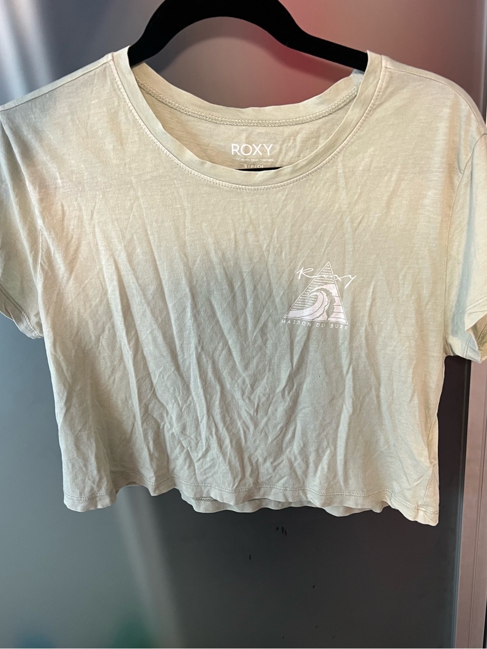 Roxy Pale Green Logo Crop Tee